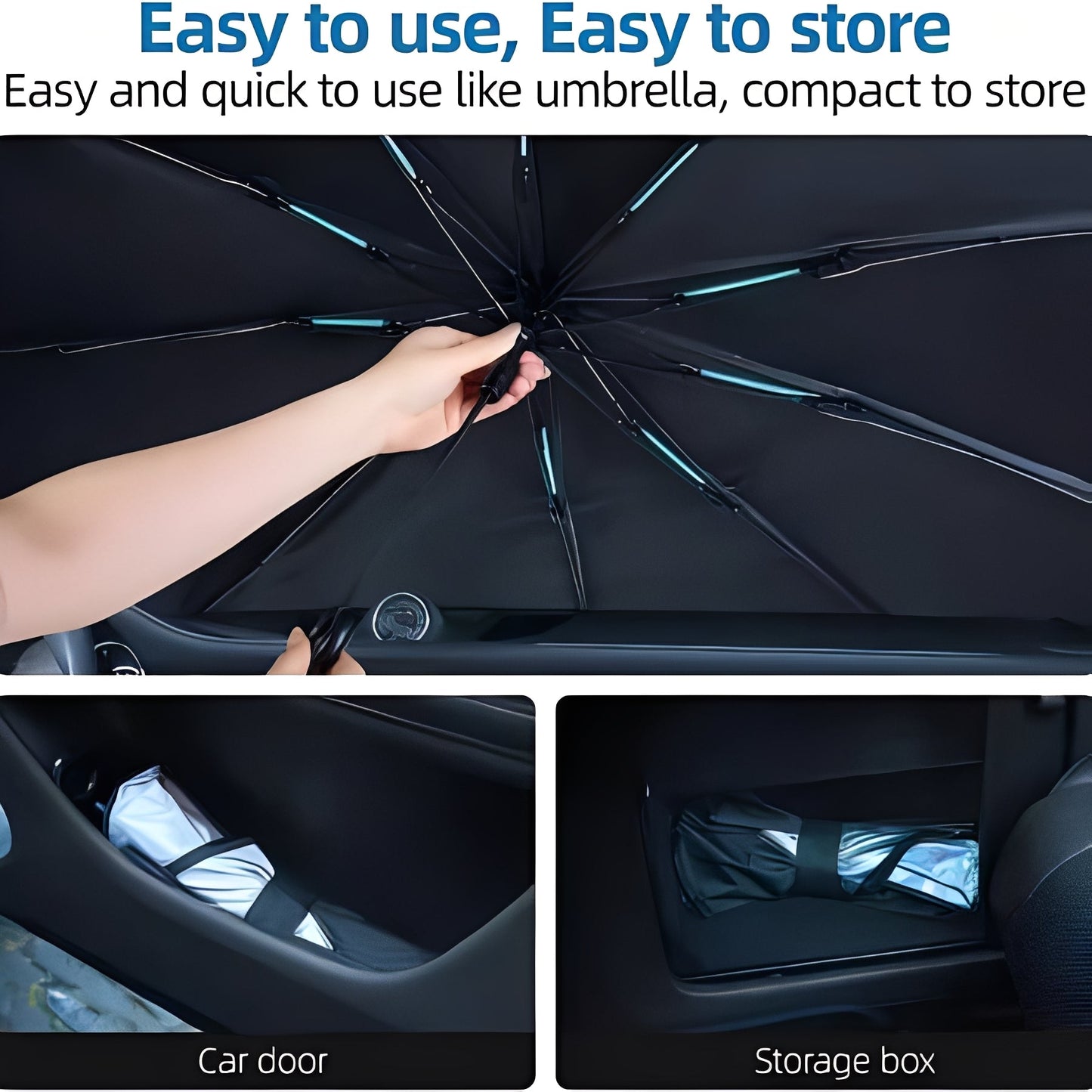 Compact Car Windshield Protector with Umbrella Design