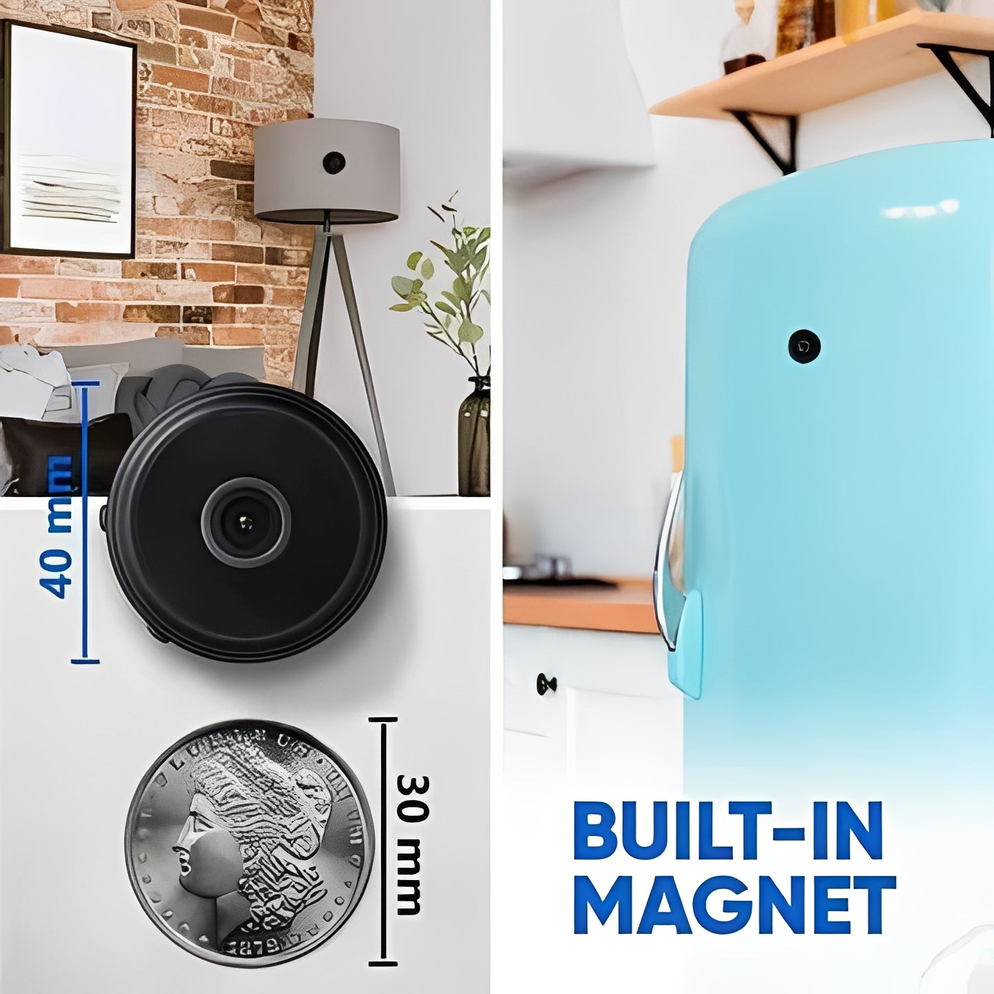 Versatile Wireless Camera with Magnetic Mount and Rechargeable Battery