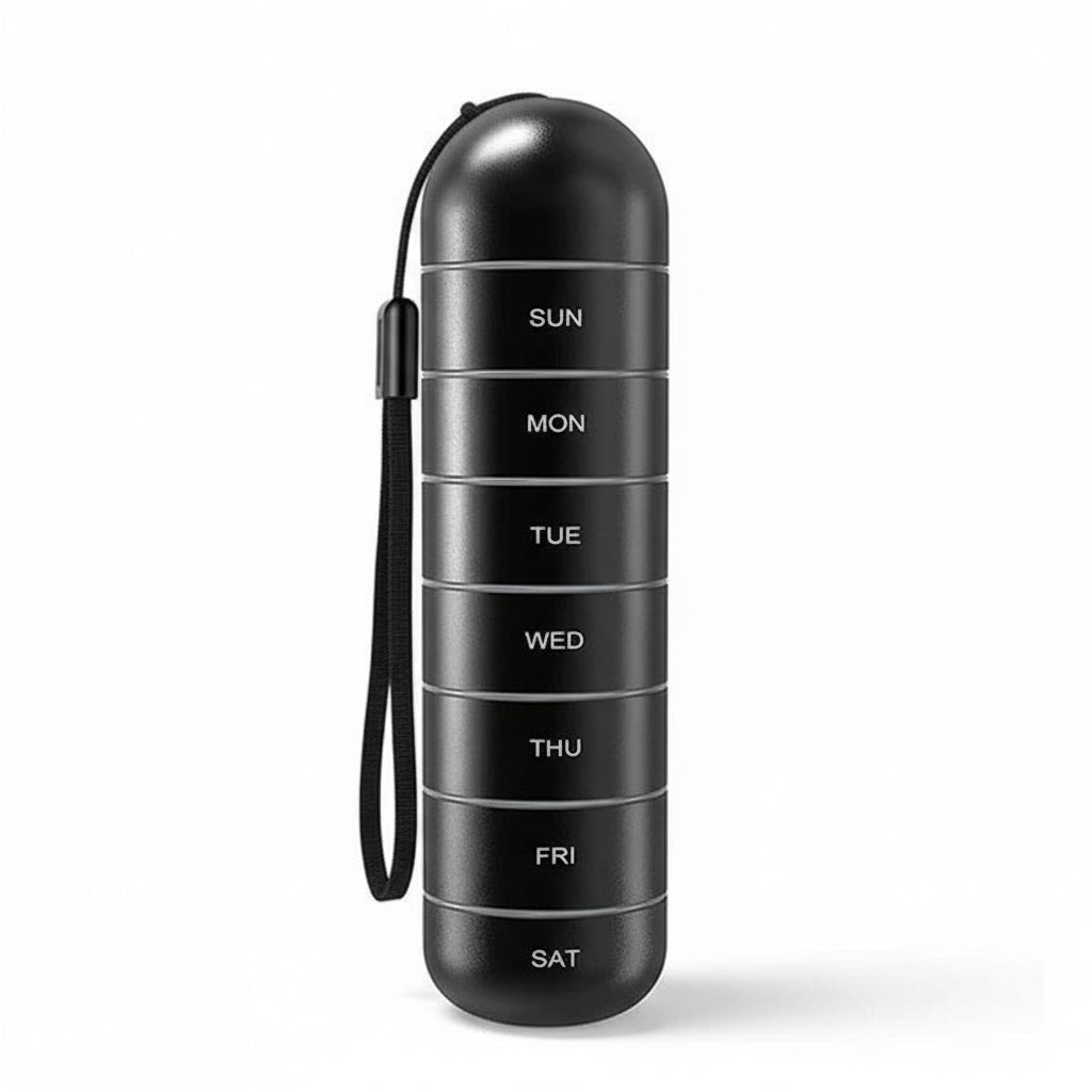 Compact Aluminum Pill Organizer with 7 Sections for Travel