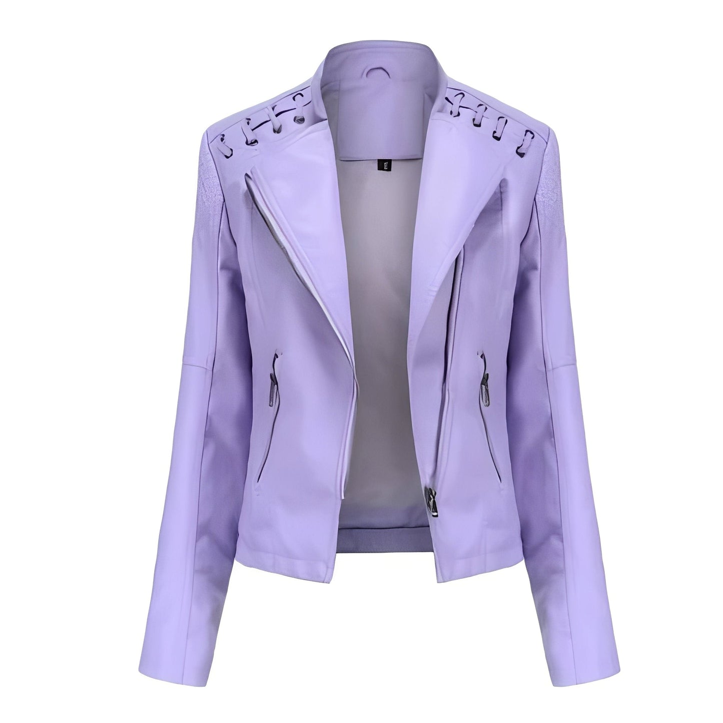 Chic Women’s Leather Jacket with Concealed Zipper