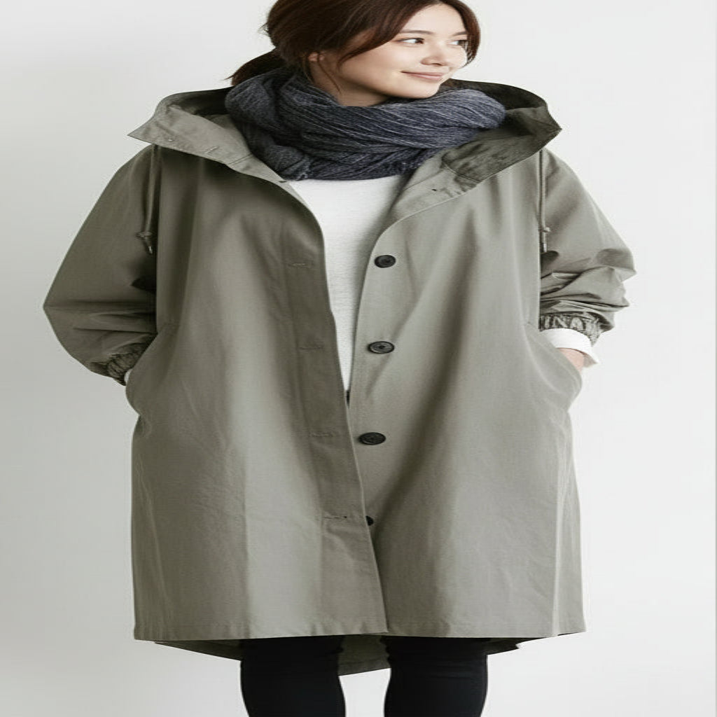 Elegant Women's Hooded Long Overcoat for All Seasons