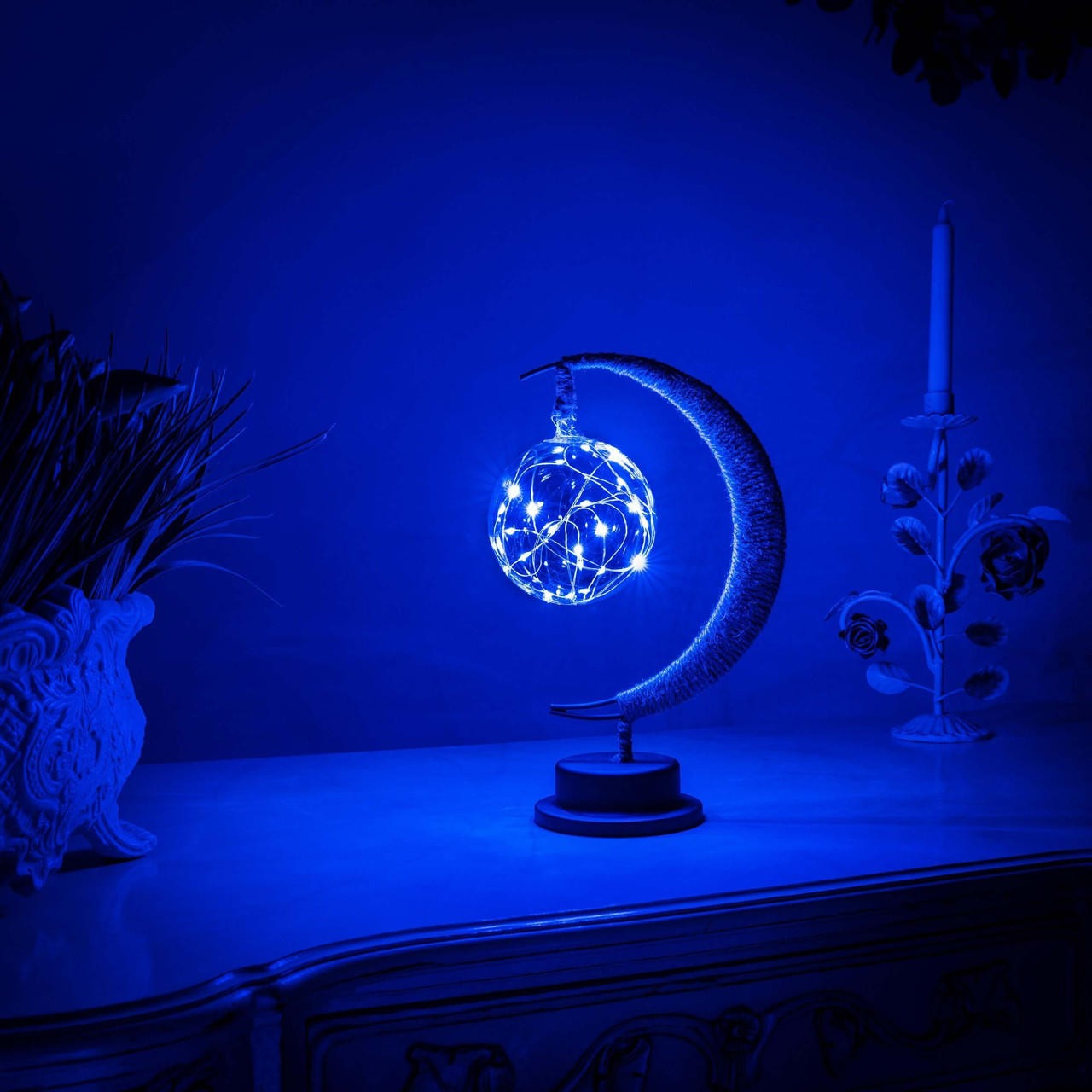 Mystic Orb and Celestial Glow Lamp with Detailed Crater Design