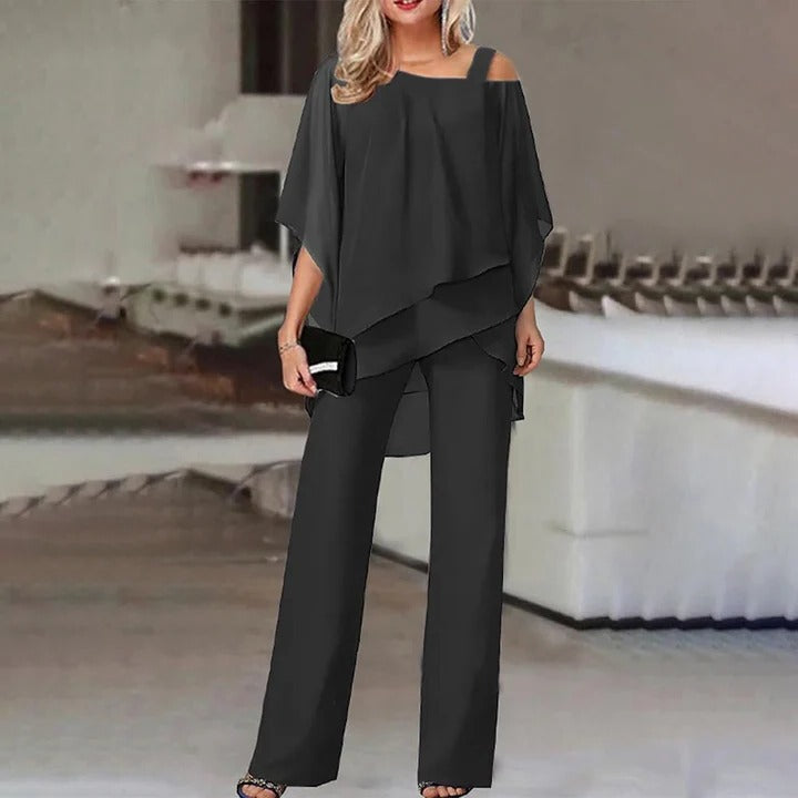 Chic Cold-Shoulder Ensemble for Women