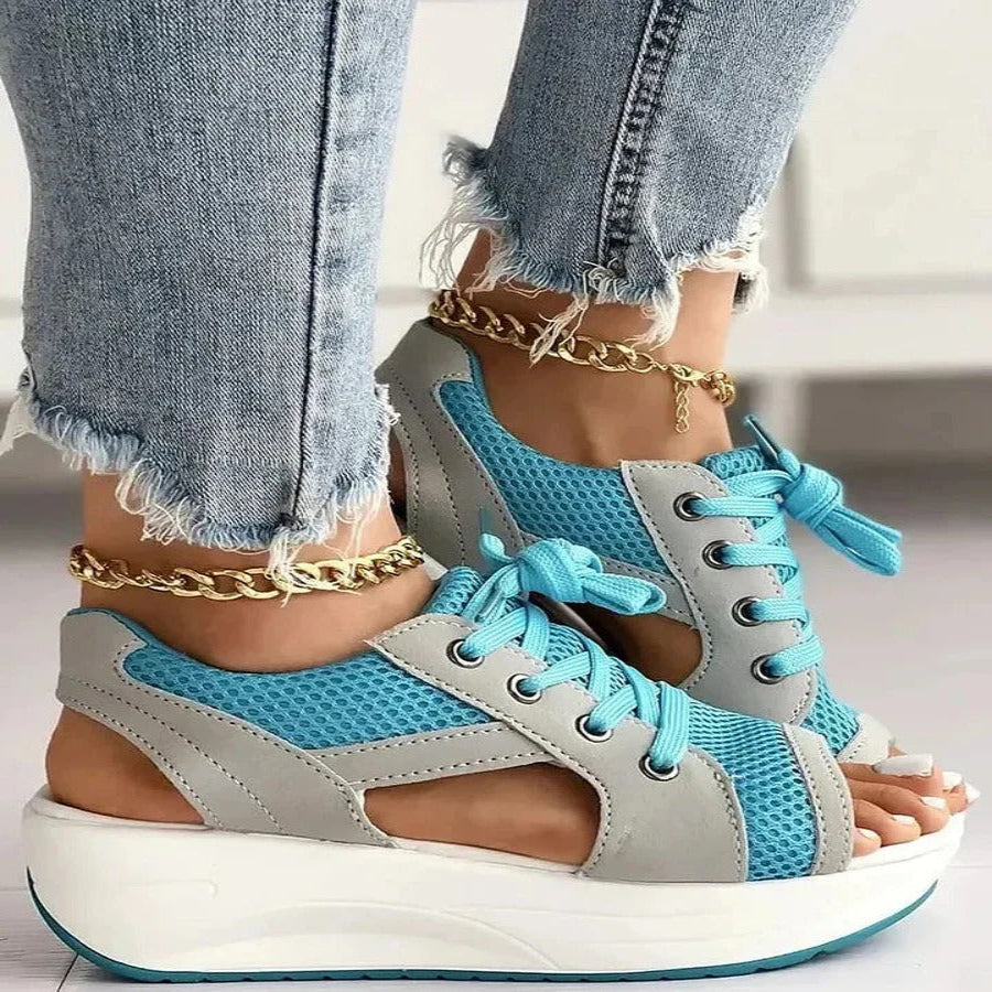 Lace-Up Comfort Sandals with Cushioned Footbed and Stylish Cutouts