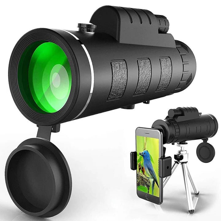 Compact High-Powered Telescope with Smartphone Connector and Tripod