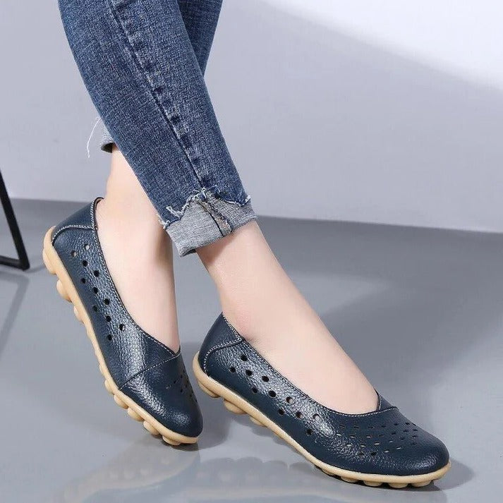 Comfortable Wide-Fit Leather Slip-On Flats for Every Occasion