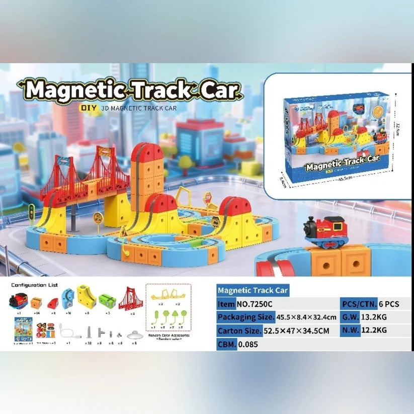 Magnetic Building Track Set with Electric Train for Creative Play