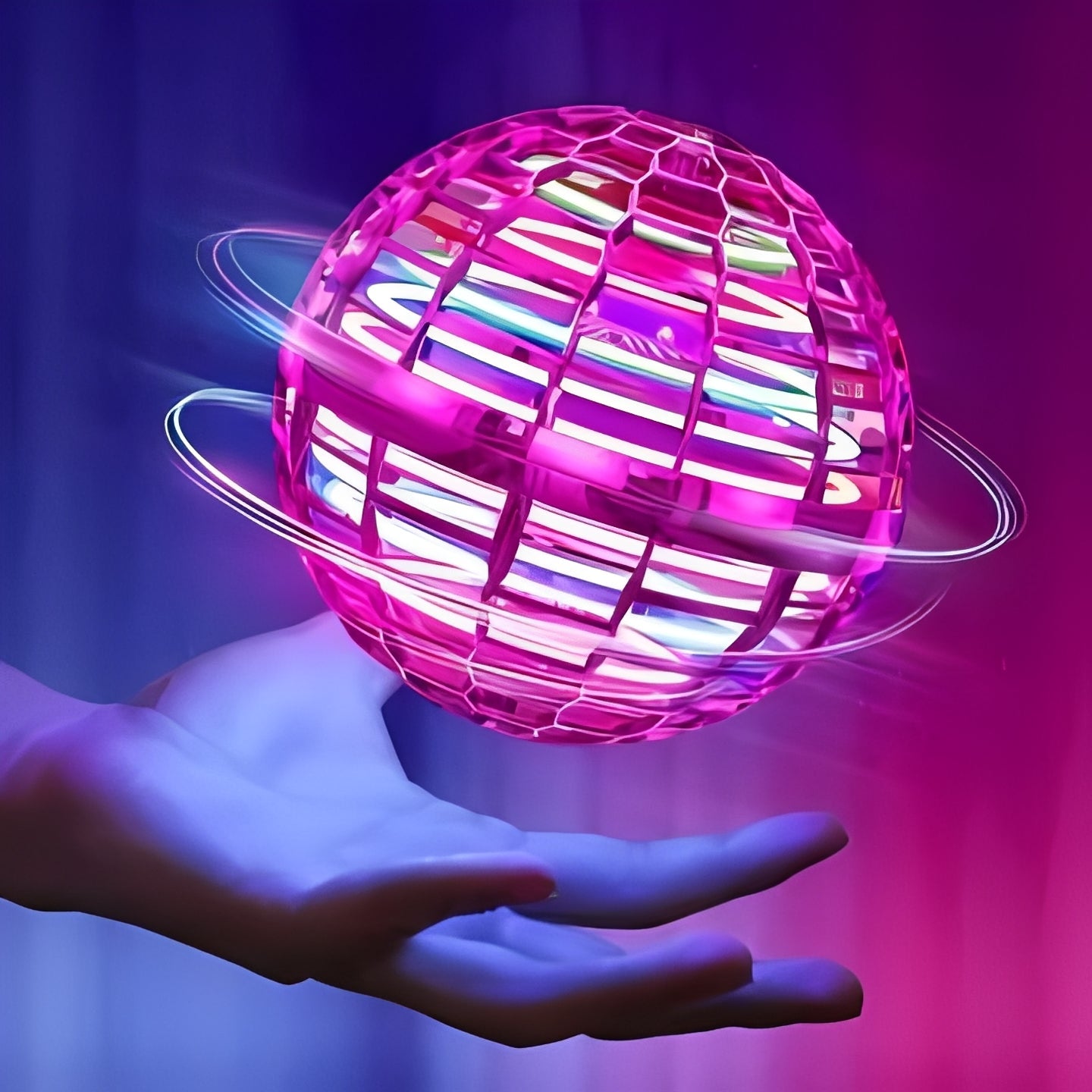 LED-Enhanced Motorized Flying Sphere Toy for Dynamic Fun