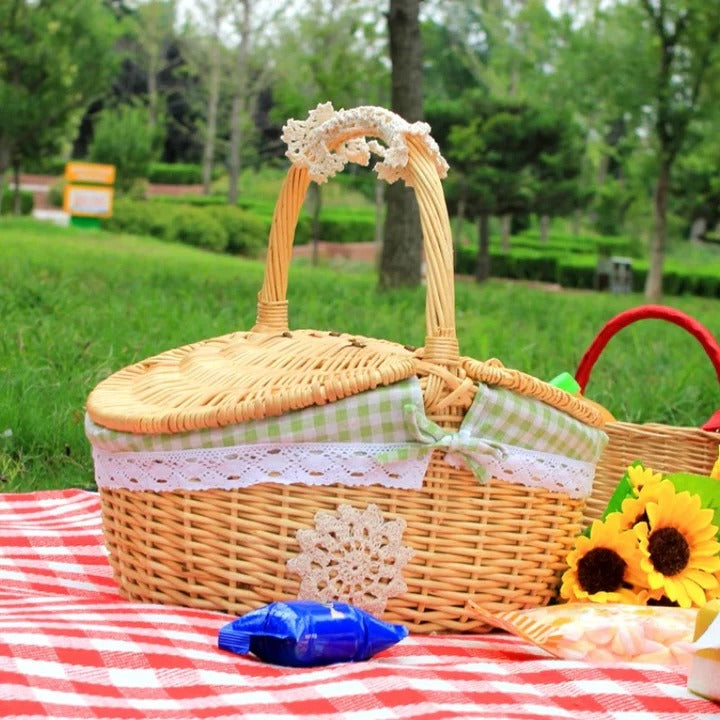 Elegant Wicker Picnic Carrier with Dual Access and Washable Liner