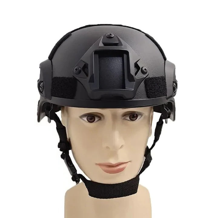 Tactical Outdoor Headgear with Adjustable Fit and Accessory Rails