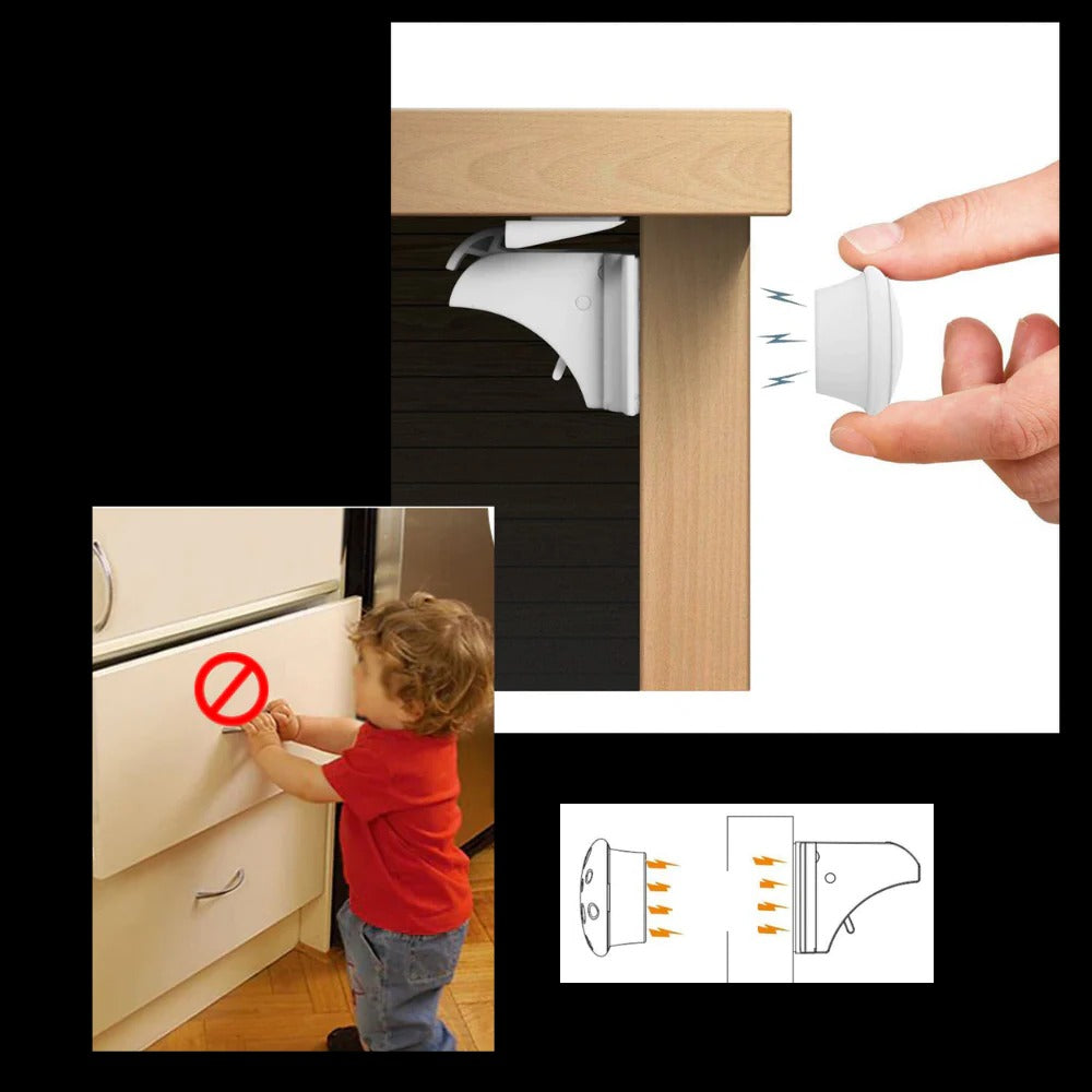 Set of 4 Discreet Childproof Magnetic Cabinet Locks