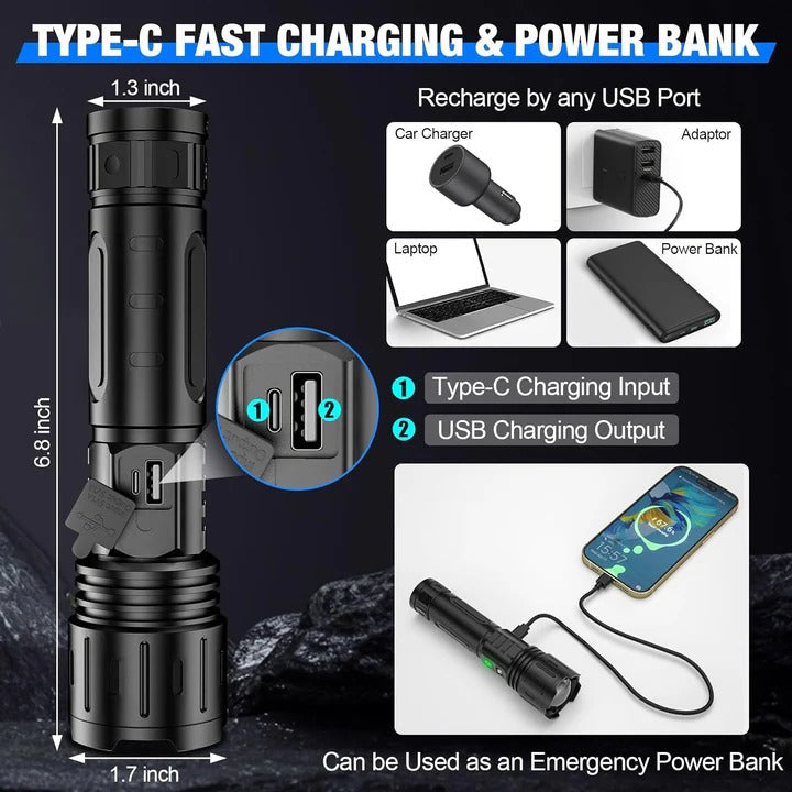 Versatile Rechargeable LED Torch with Adjustable Settings