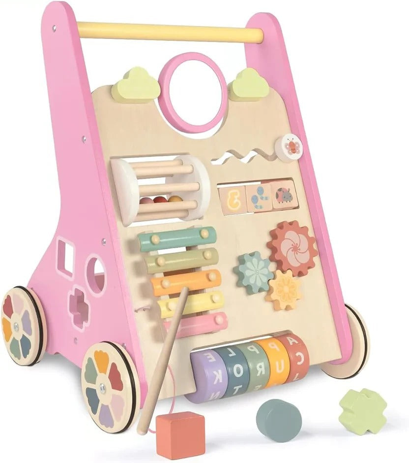 Wooden Toddler Walker and Learning Activity Center