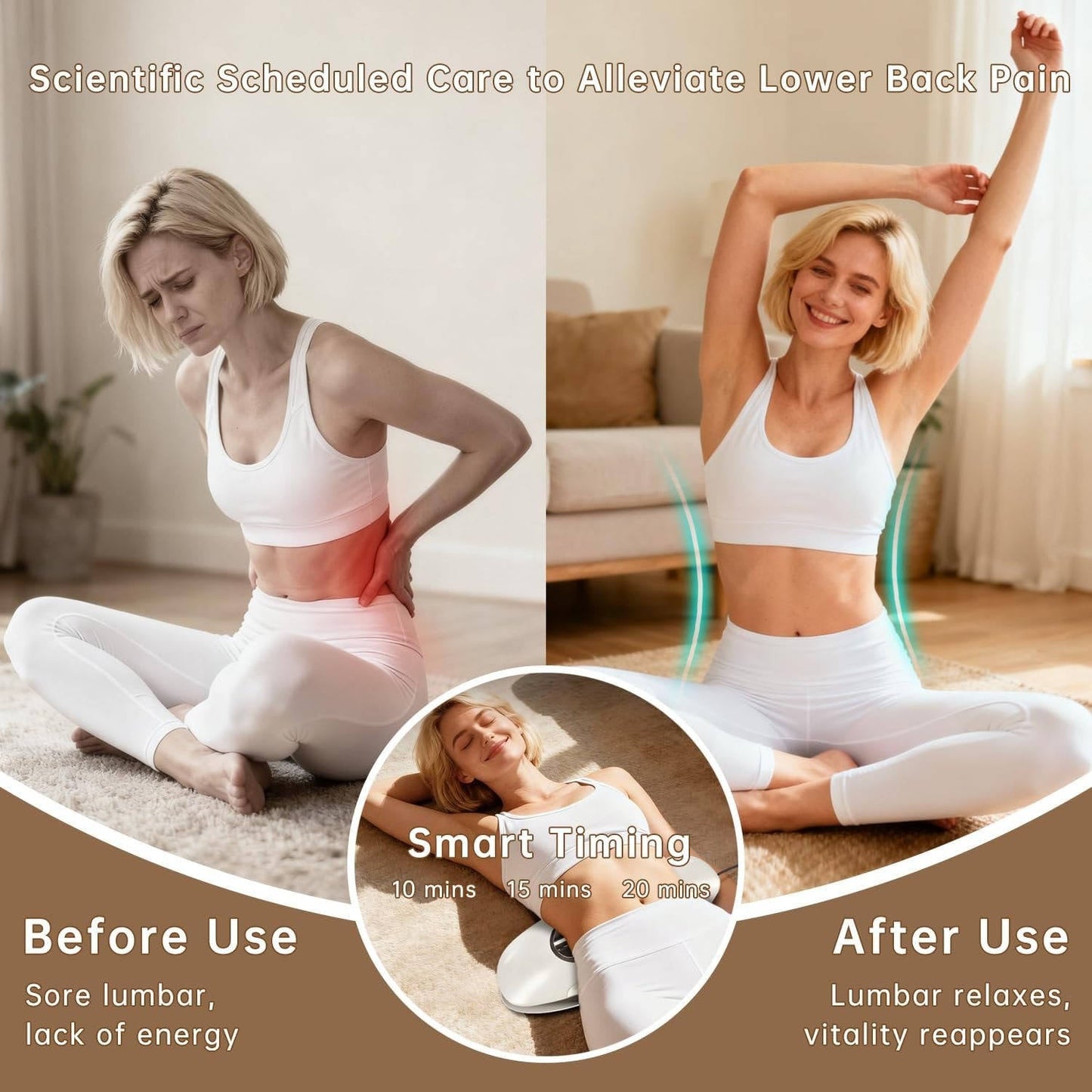 Ergonomic Lumbar Support Massager with Heat and Vibration