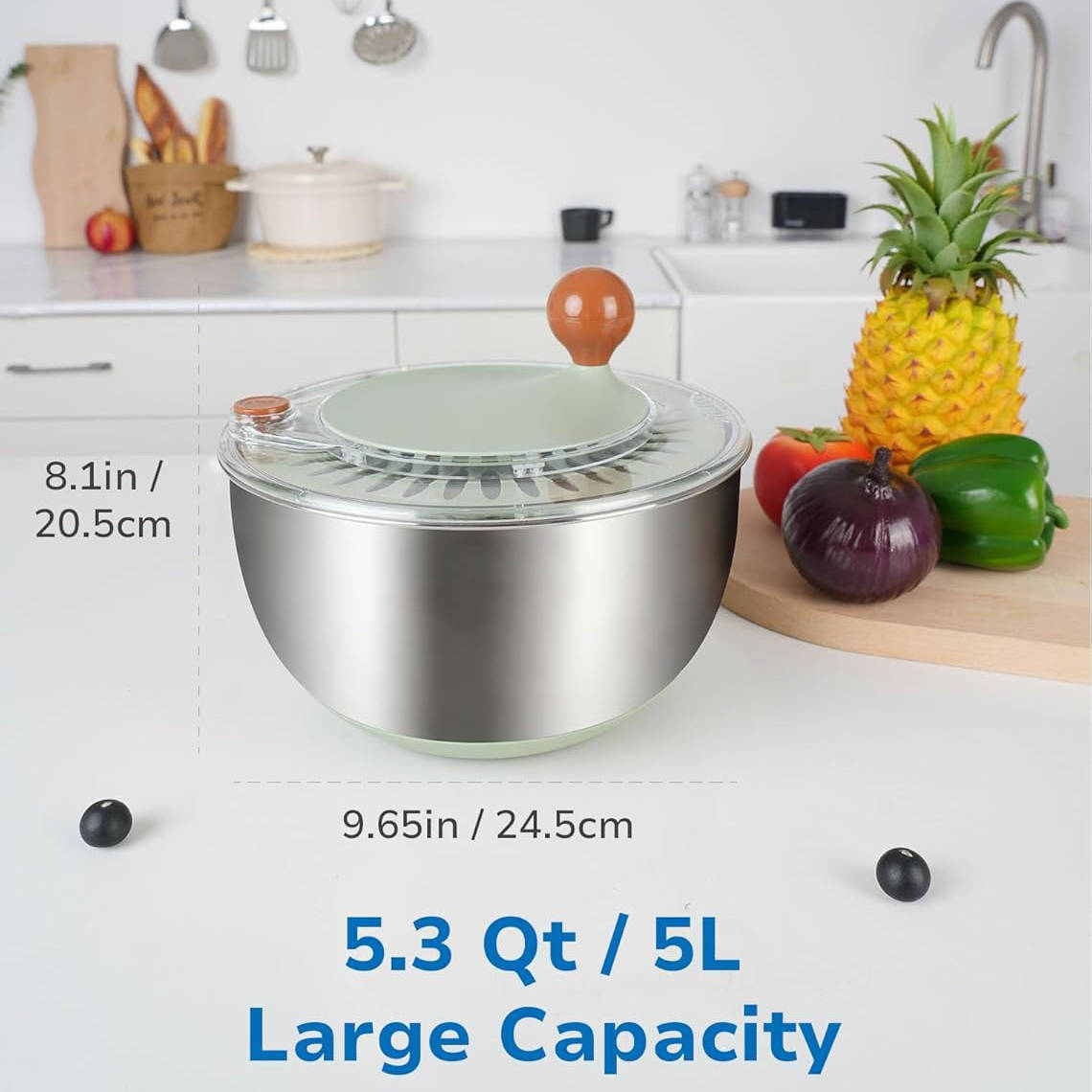 Premium Stainless Steel Greens Dryer with Easy Drain Spout