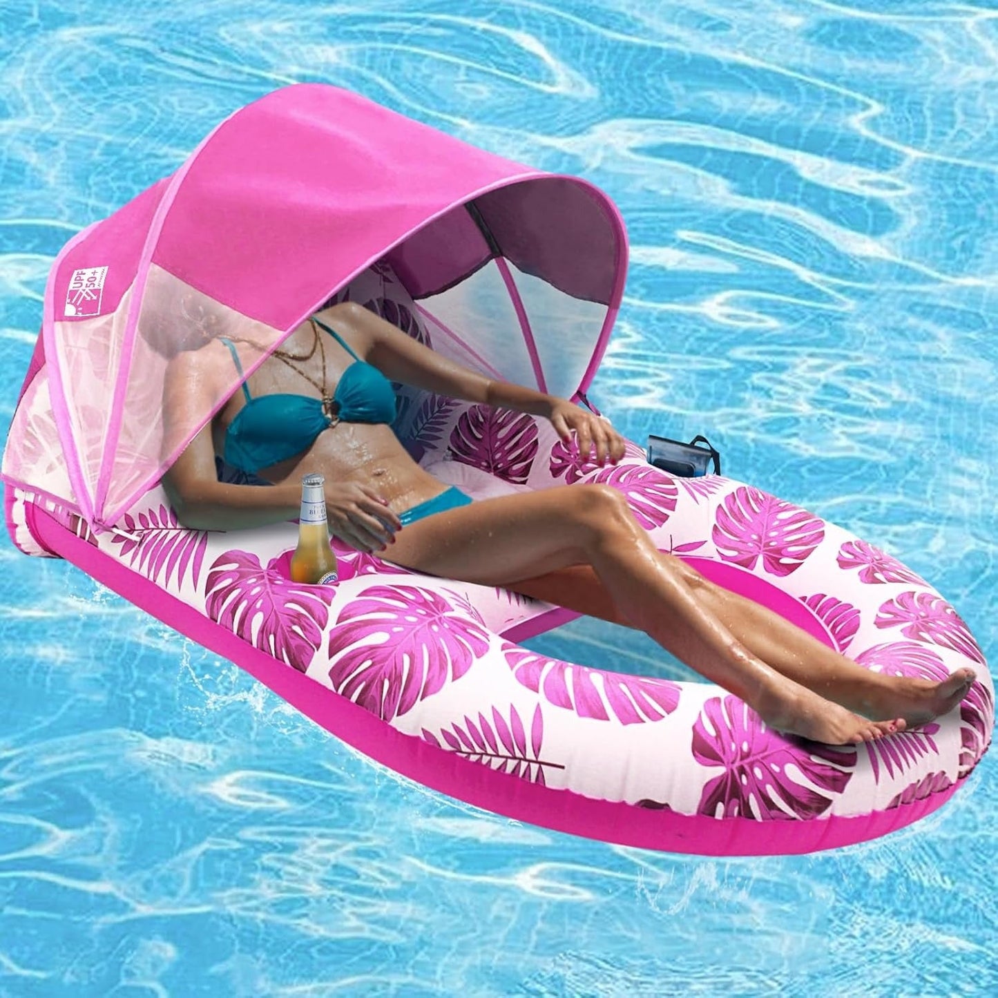 Oversized Comfort Float with Adjustable Shade and Drink Holders