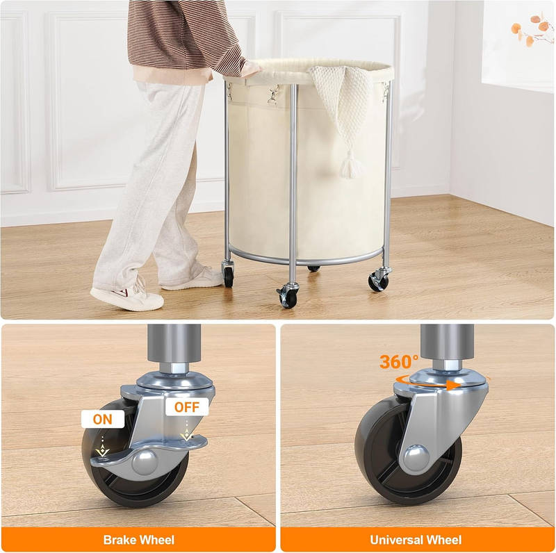 29 Gallon Rolling Laundry Cart with Detachable Bag and Wheels