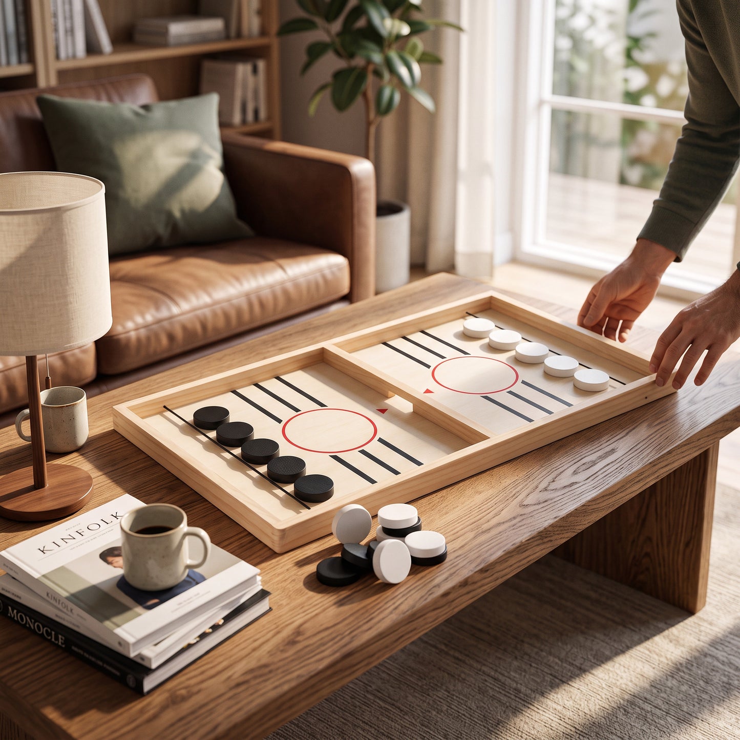 Exciting Fast-Action Wooden Puck Game for Family Fun