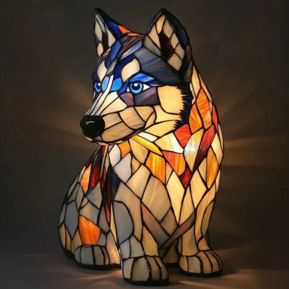 Charming Canine Glass Table Lamp with Vibrant Illumination