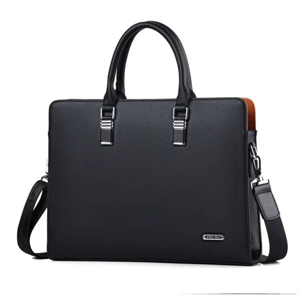 Elegant Leather Briefcase for 14-15 Inch Laptops with Adjustable Strap