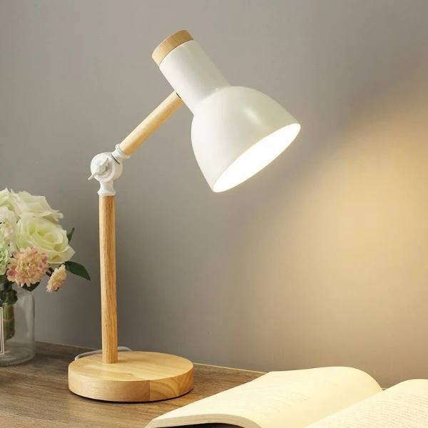 Versatile Touch-Controlled Wooden LED Lamp with Adjustable Arm