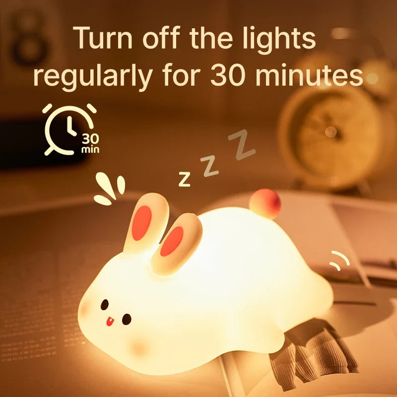 Charming Bunny Night Light with USB Recharge for Kids' Rooms