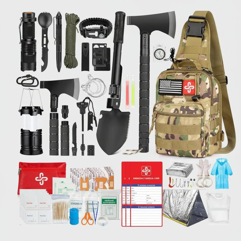 Comprehensive 262-Piece Survival Kit with First Aid and Gear Bag