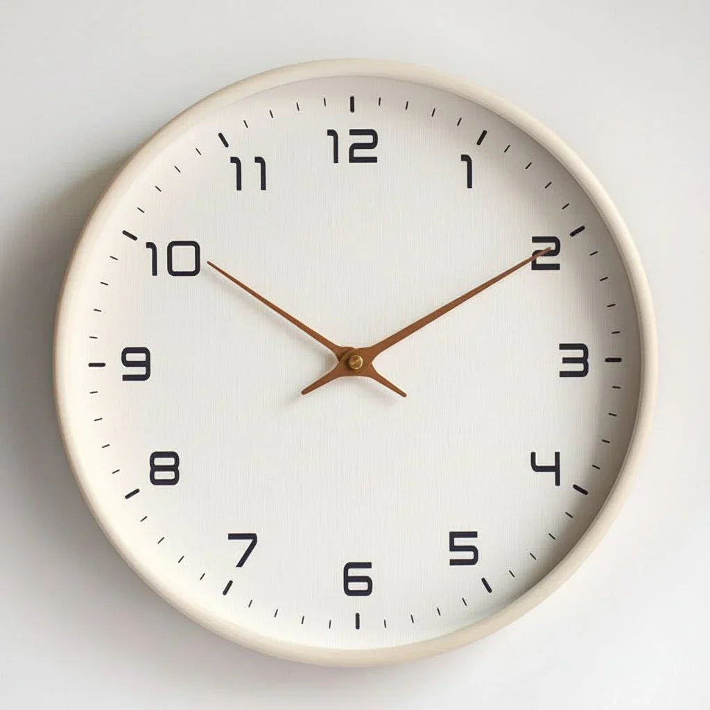 Elegant Round Wall Clock with Natural Wood Design