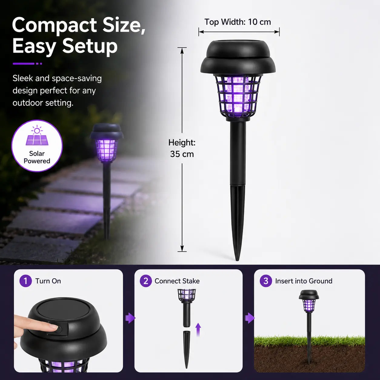 Solar-Powered Insect Eliminator with Automatic Dusk Activation