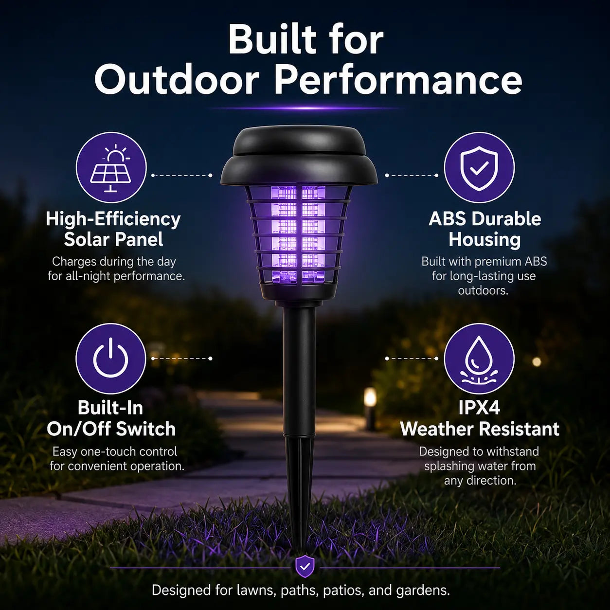 Solar-Powered Insect Eliminator with Automatic Dusk Activation