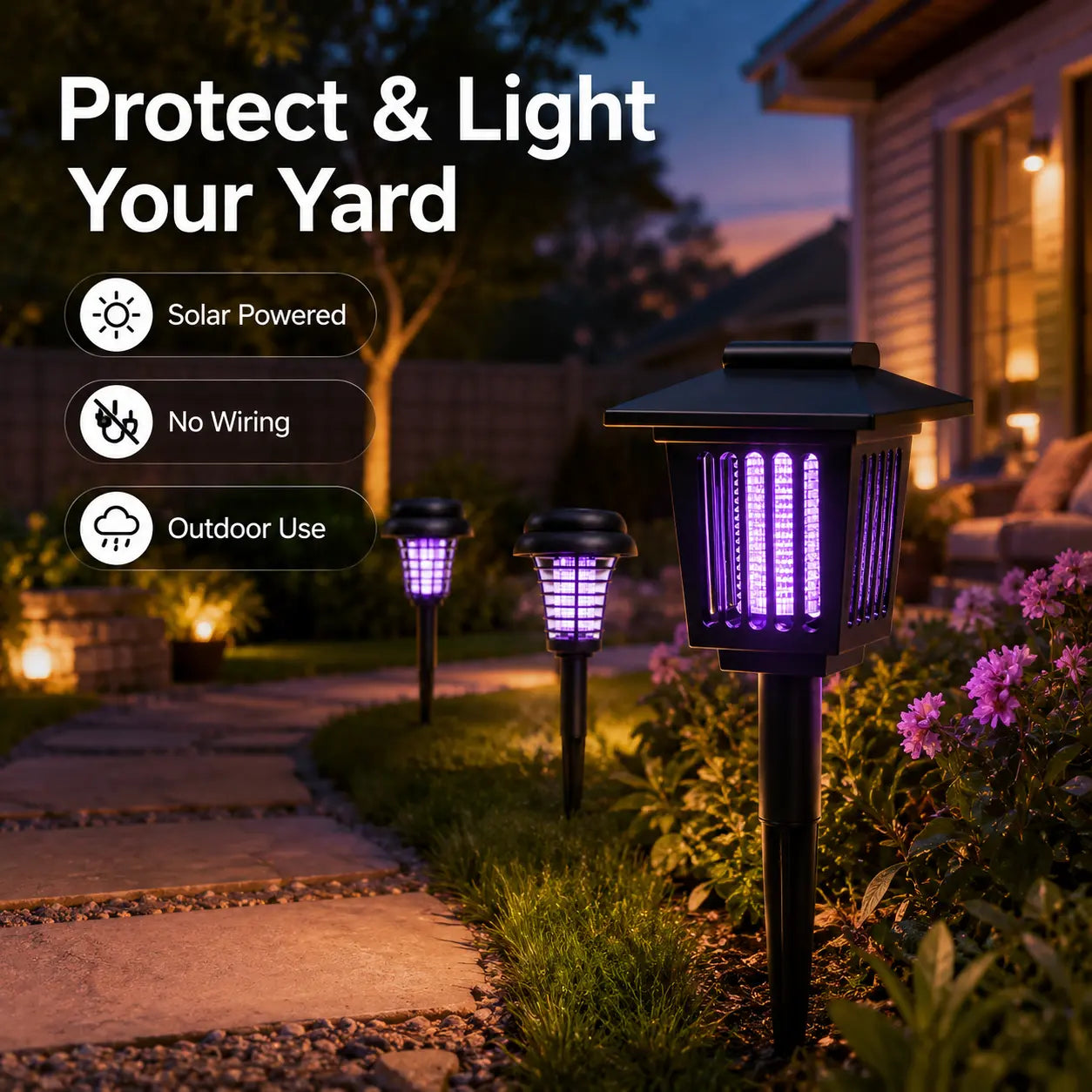 Solar-Powered Insect Eliminator with Automatic Dusk Activation