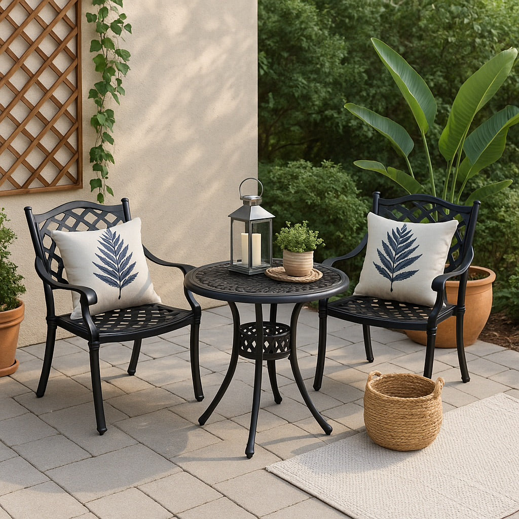 Stylish Compact Patio Dining Set for Two - Durable Aluminium