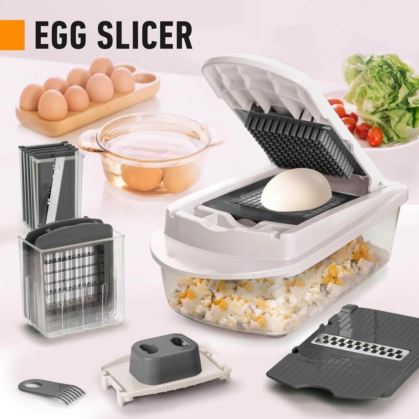 QuickPrep Vegetable Cutter with 8 Versatile Blades and Container
