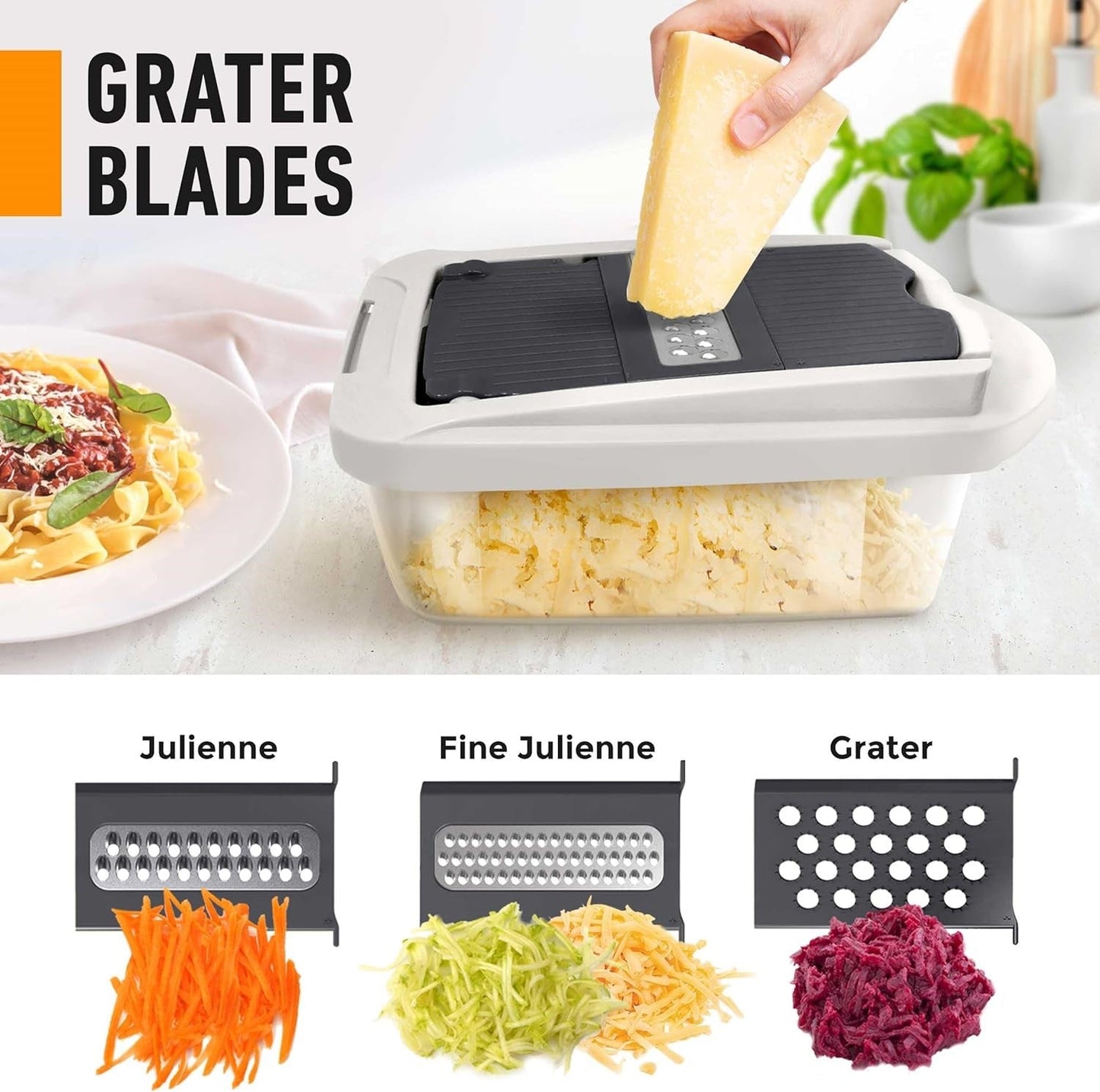 QuickPrep Vegetable Cutter with 8 Versatile Blades and Container