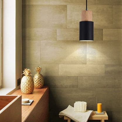 Sleek Wood and Metal Hanging Light Fixture for Modern Spaces