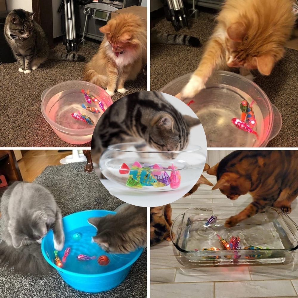 Interactive Floating Fish Toy for Cats with LED Lights