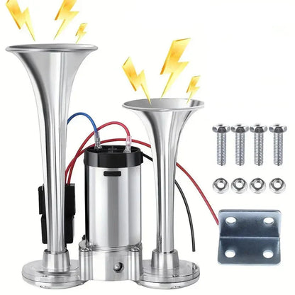 Loud and Clear Dual Air Horn Kit with 130dB Sound for 12V Vehicles