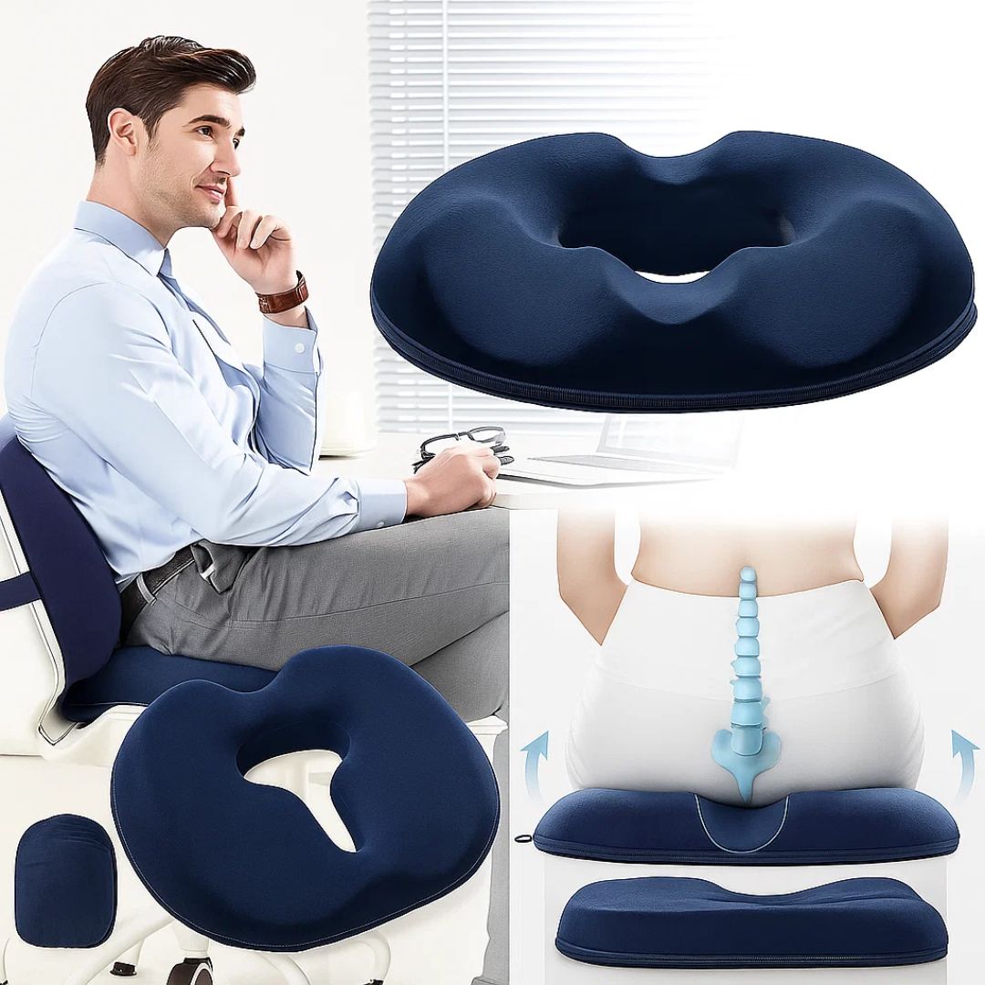 ComfortCore Cushion: Ergonomic Donut-Shaped Design for All-Day Relief