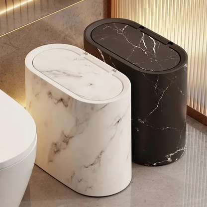 Elegant Oval Waste Bin with Push-Down Lid for Easy Use