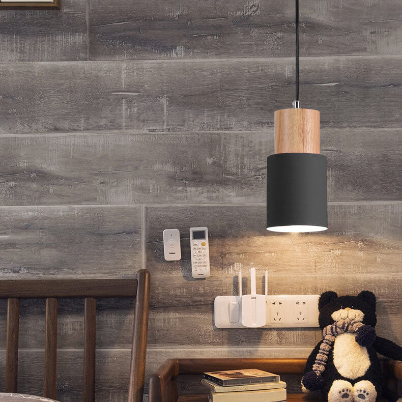 Sleek Wood and Metal Hanging Light Fixture for Modern Spaces
