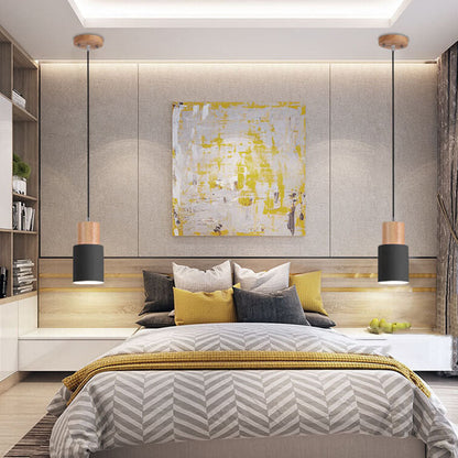 Sleek Wood and Metal Hanging Light Fixture for Modern Spaces