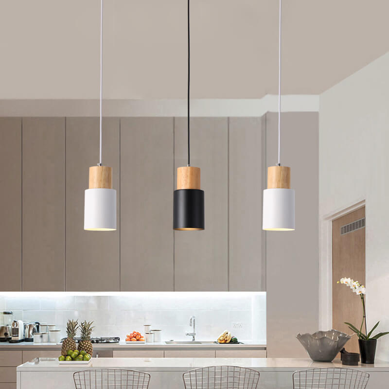 Sleek Wood and Metal Hanging Light Fixture for Modern Spaces