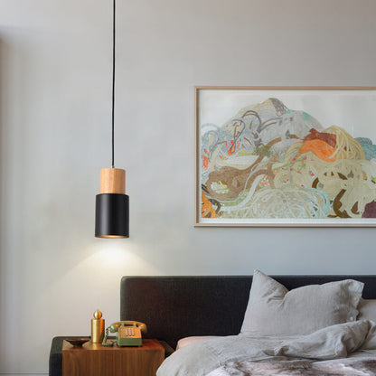 Sleek Wood and Metal Hanging Light Fixture for Modern Spaces