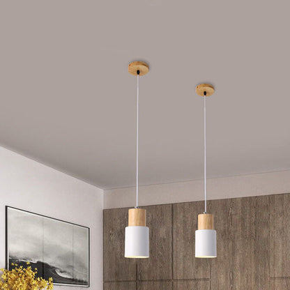 Sleek Wood and Metal Hanging Light Fixture for Modern Spaces