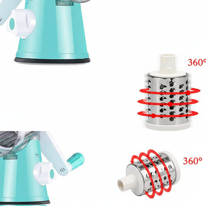 Effortless Vegetable Slicer with Hand Crank and Three Blades