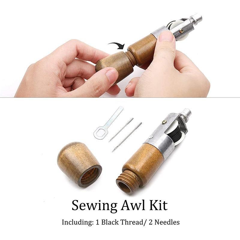 Versatile Leather Repair Awl Kit with Dual Needles and Thread