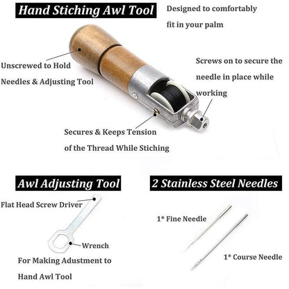Versatile Leather Repair Awl Kit with Dual Needles and Thread