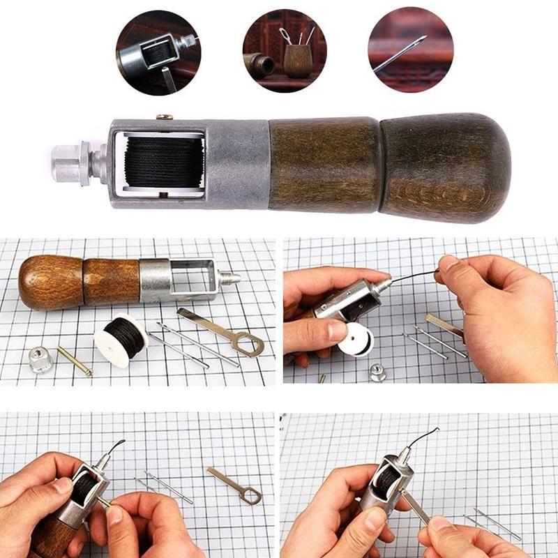 Versatile Leather Repair Awl Kit with Dual Needles and Thread