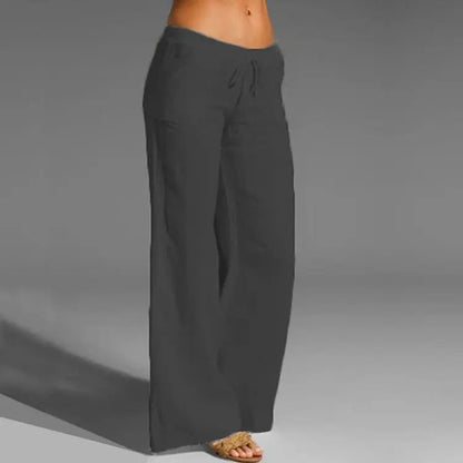Breezy Cotton-Linen Pants with Stretchy Waistband for Summer Comfort
