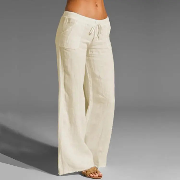 Breezy Cotton-Linen Pants with Stretchy Waistband for Summer Comfort